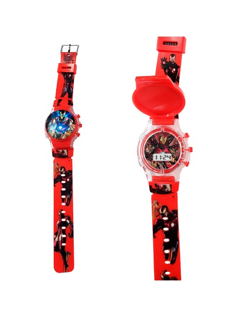 Reloj Niños Digital Tapa Infantil Luces Ironman Comics Heroe