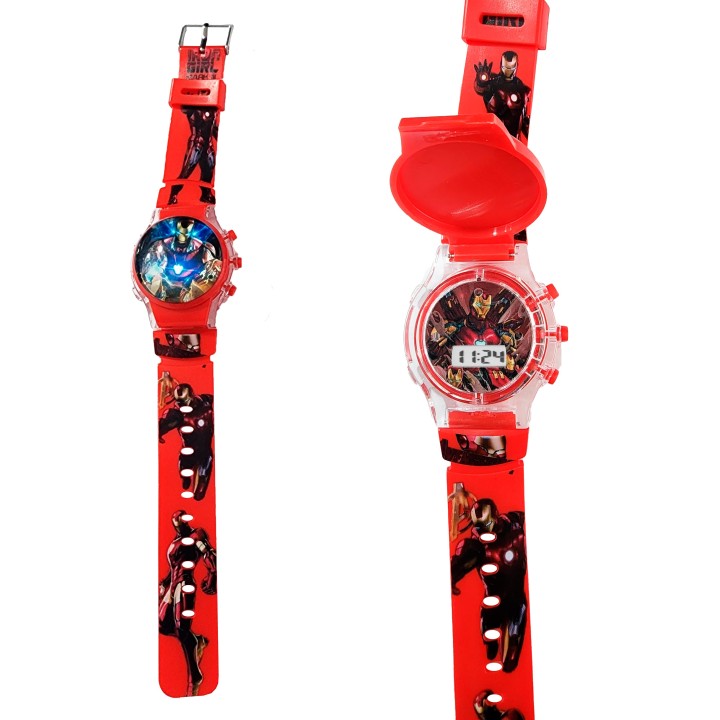Reloj Niños Digital Tapa Infantil Luces Ironman Comics Heroe