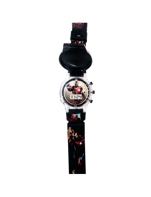 Reloj Niños Digital Tapa Infantil Luces Ironman Comics Heroe