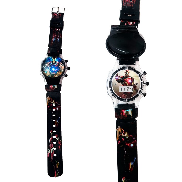 Reloj Niños Digital Tapa Infantil Luces Ironman Comics Heroe