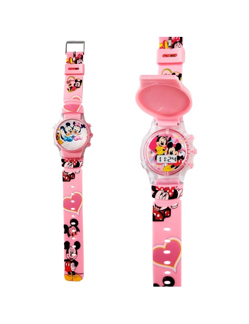 Reloj Niñas Digital Tapa Infantil Luces Sonido Minnie Mouse