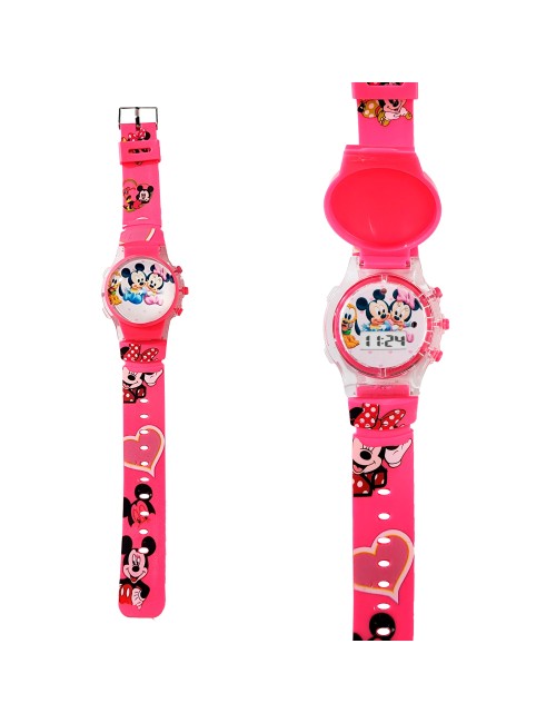 Reloj Niñas Digital Tapa Infantil Luces Sonido Minnie Mouse