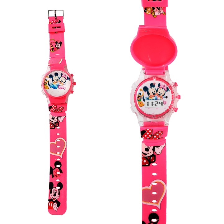 Reloj Niñas Digital Tapa Infantil Luces Sonido Minnie Mouse