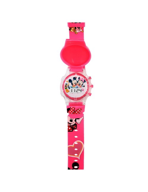Reloj Niñas Digital Tapa Infantil Luces Sonido Minnie Mouse