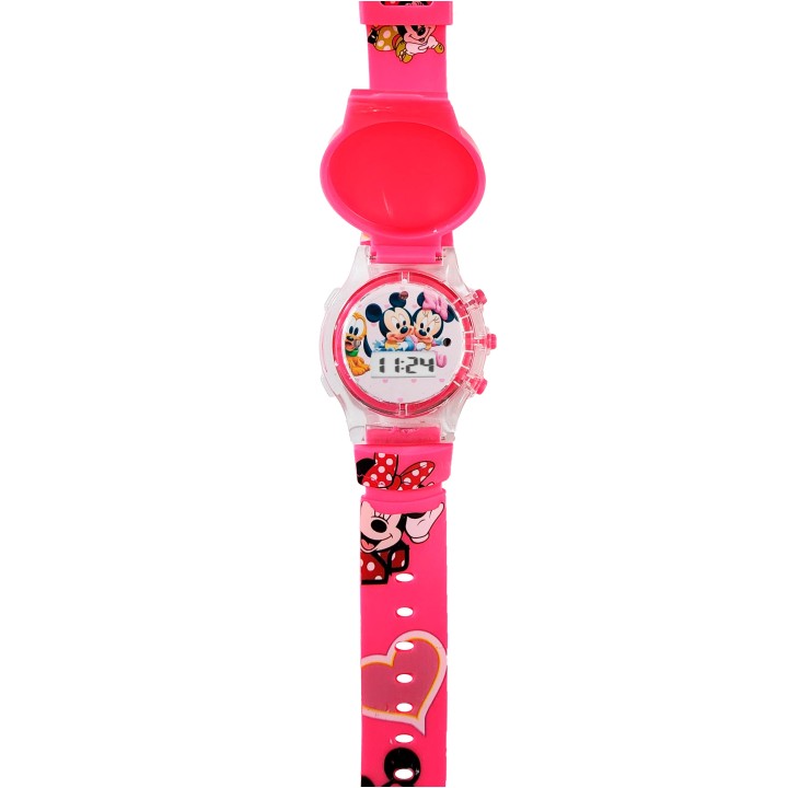 Reloj Niñas Digital Tapa Infantil Luces Sonido Minnie Mouse