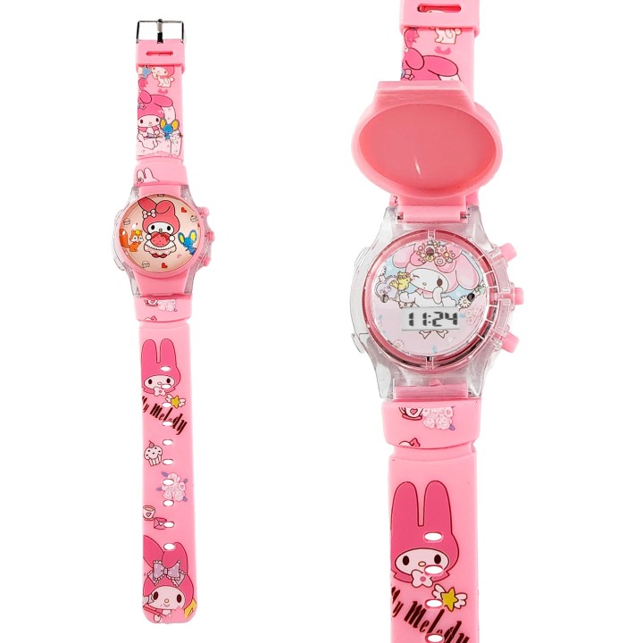 Reloj Niñas Digital Tapa Infantil Luces Melody Anime