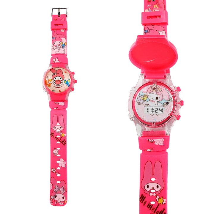 Reloj Niñas Digital Tapa Infantil Luces Melody Anime