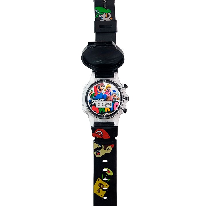 Reloj Niños Digital Tapa Infantil Luces Super Mario Bros