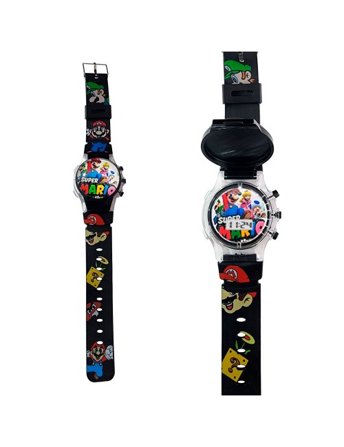 Reloj Niños Digital Tapa Infantil Luces Super Mario Bros