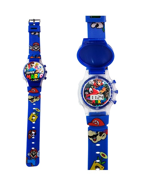 Reloj Niños Digital Tapa Infantil Luces Super Mario Bros