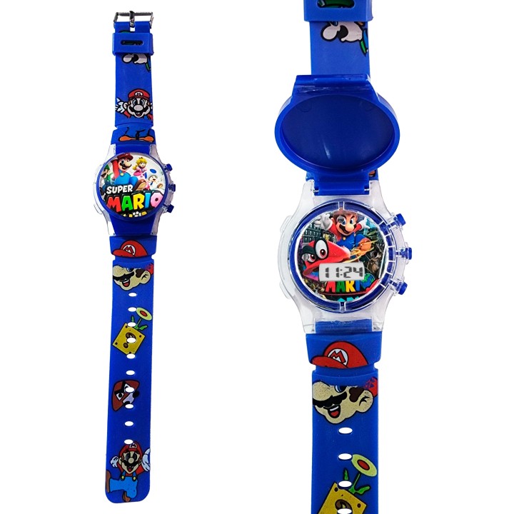 Reloj Niños Digital Tapa Infantil Luces Super Mario Bros