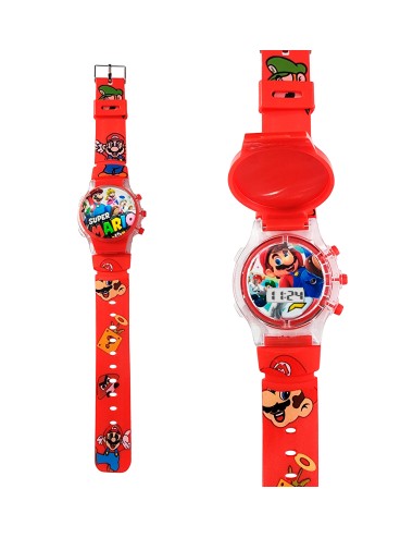 Reloj Niños Digital Tapa Infantil Luces Super Mario Bros