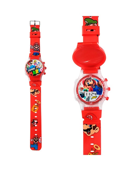 Reloj Niños Digital Tapa Infantil Luces Super Mario Bros
