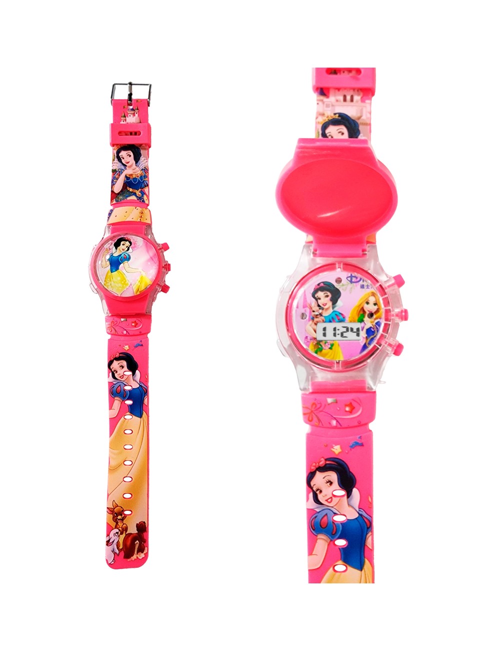 Reloj Niñas Digital Tapa Infantil Luces Sonido Blanca Nieves