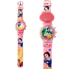 Reloj Niñas Digital Tapa Infantil Luces Sonido Blanca Nieves