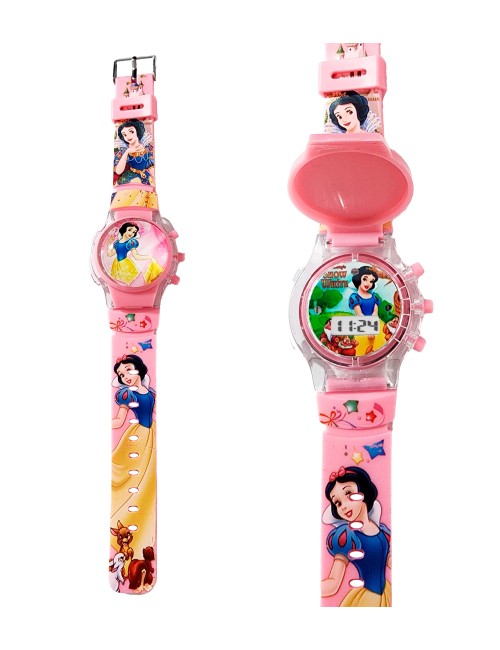 Reloj Niñas Digital Tapa Infantil Luces Sonido Blanca Nieves