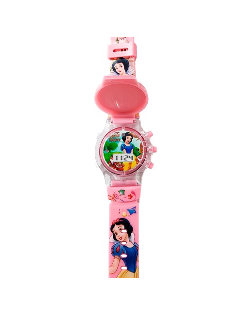 Reloj Niñas Digital Tapa Infantil Luces Sonido Blanca Nieves