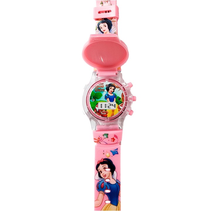 Reloj Niñas Digital Tapa Infantil Luces Sonido Blanca Nieves