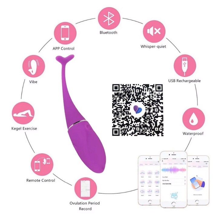 Vibrador Consolador Delfin Recargable Control Movil 26495-42