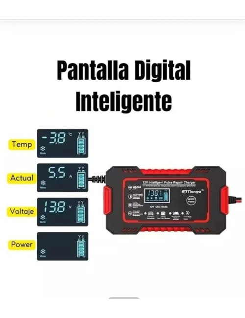 Cargador Bateria Iniciador Carro Moto Pantalla Lcd Corriente