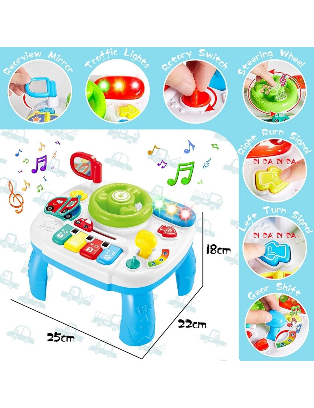 Juguete Volante Interactivo Para Bebe Timón Luces Y Sonidos