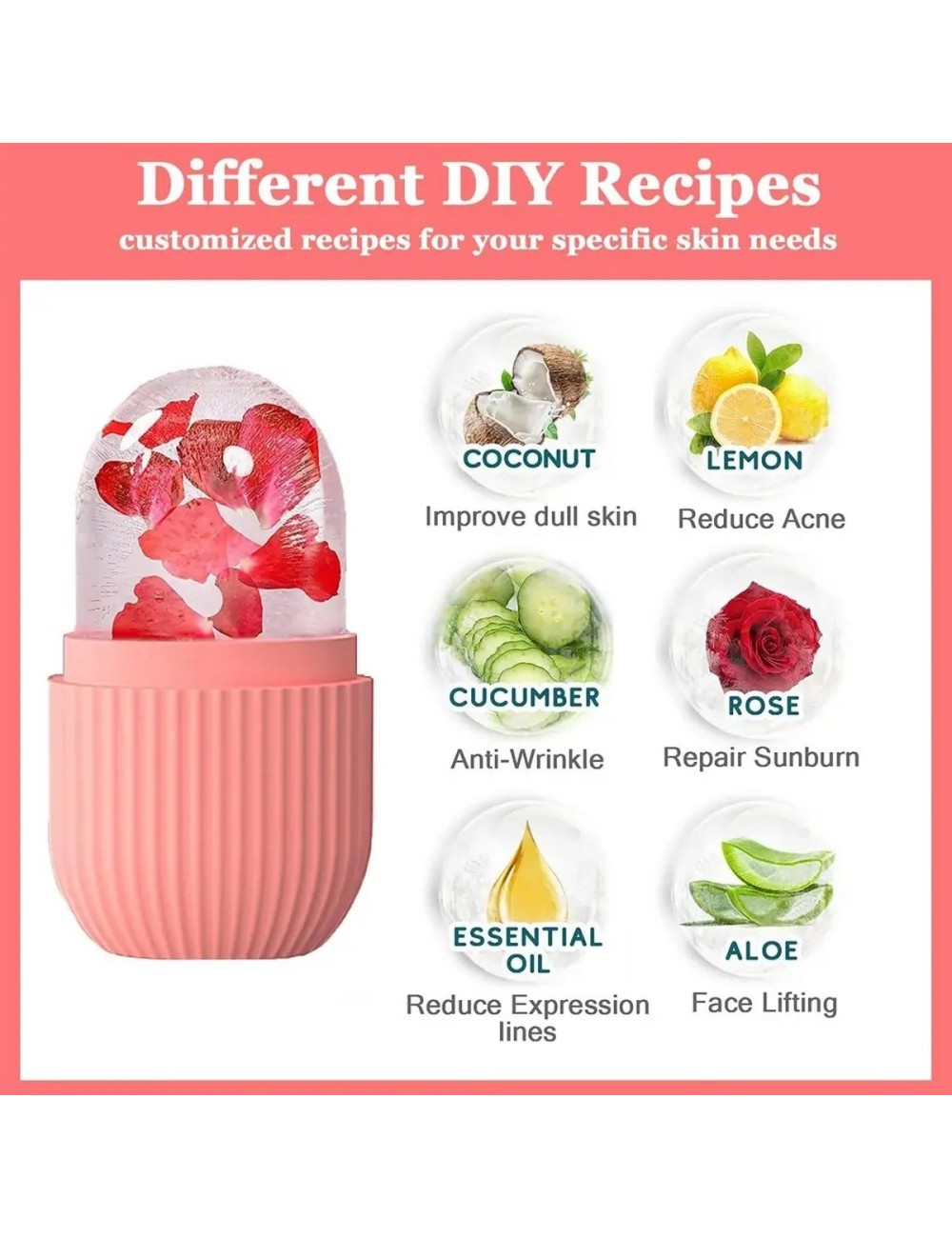 Rodillo Molde Hielo Masajeador Facial Hieloterapia Ice Face