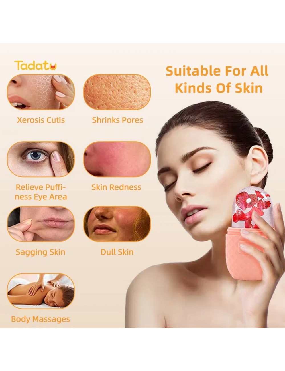 Rodillo Molde Hielo Masajeador Facial Hieloterapia Ice Face