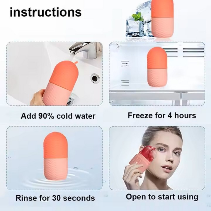 Rodillo Molde Hielo Masajeador Facial Hieloterapia Ice Face