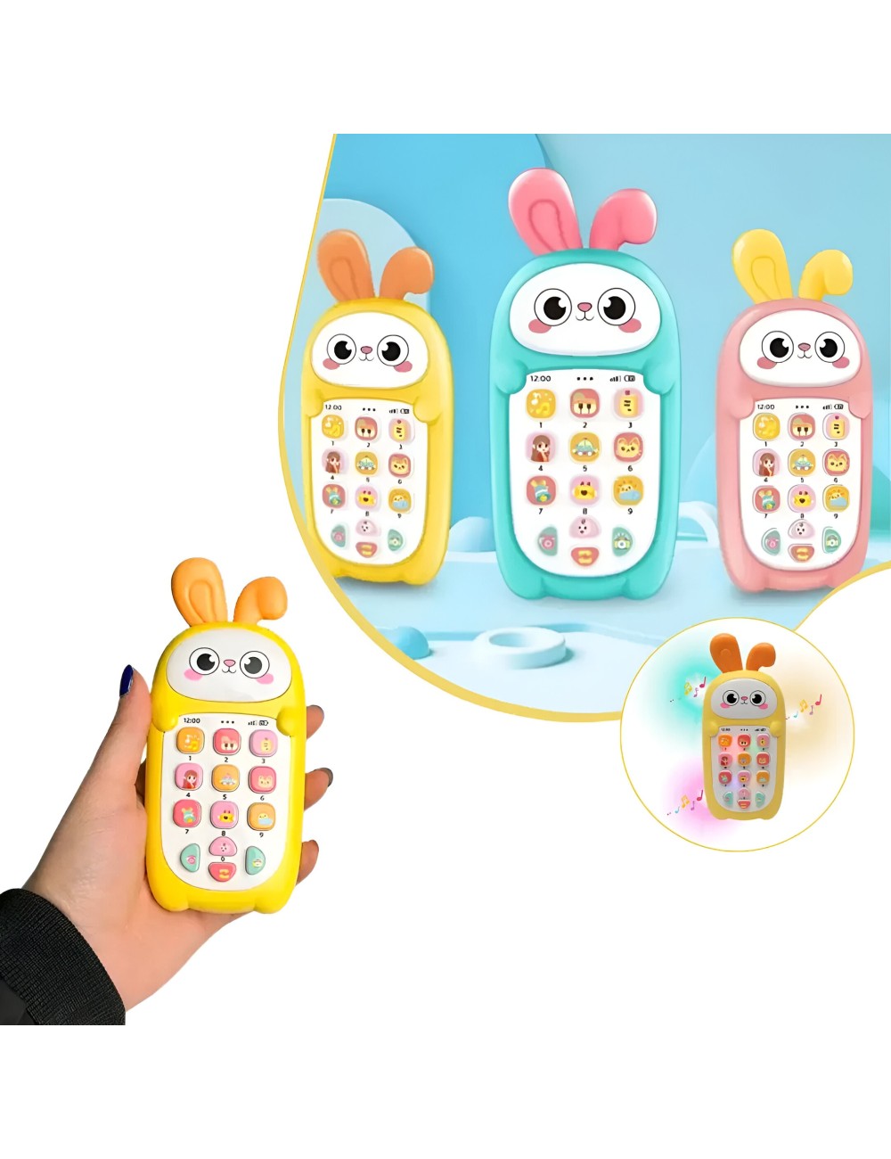 Teléfono Celular Juguete Musical Conejo Niño Bebe + Baterias