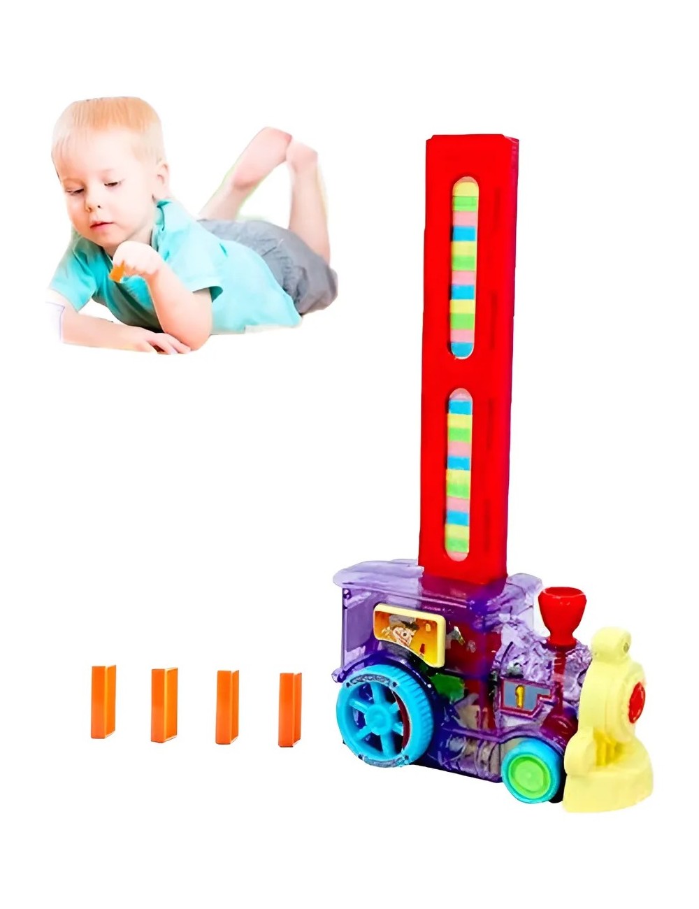 Tren Domino Automático Coche Electrónico Niño Juguete