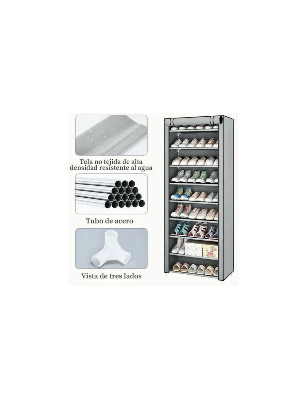 Zapatero 9 Niveles Premium Hasta 27 Pares Desarmable Liviano