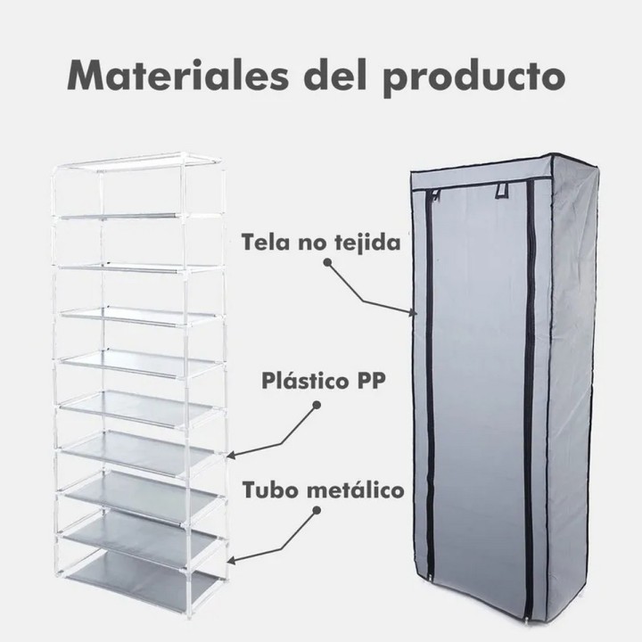 Zapatero 9 Niveles Premium Hasta 27 Pares Desarmable Liviano
