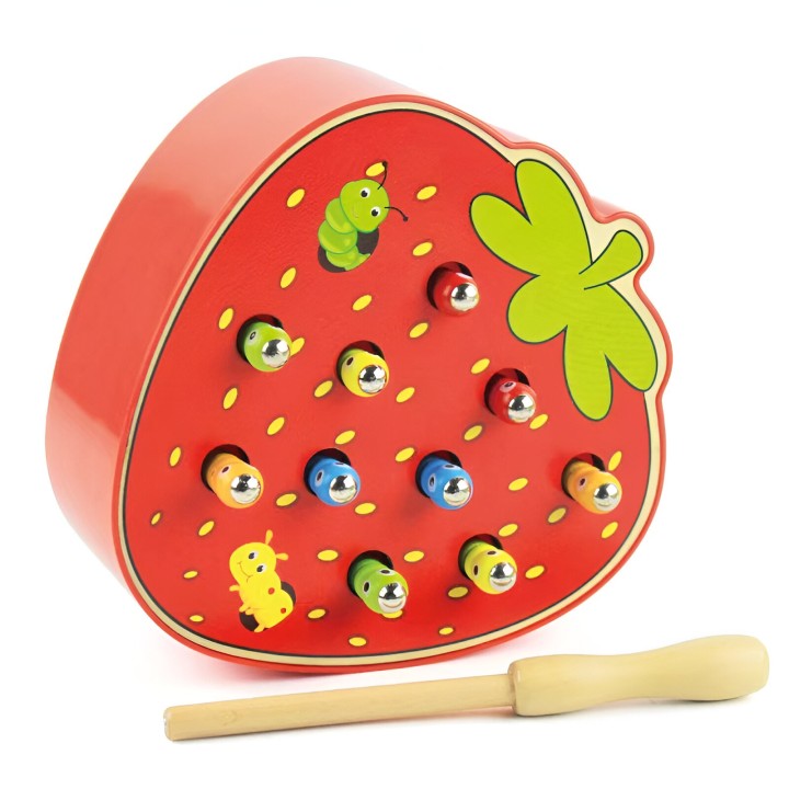 Juego De Pesca Madera Fresa Juguete Infantil Niños Agilidad