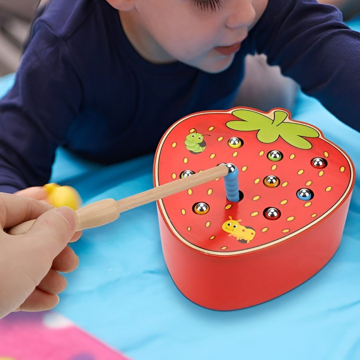 Juego De Pesca Madera Fresa Juguete Infantil Niños Agilidad