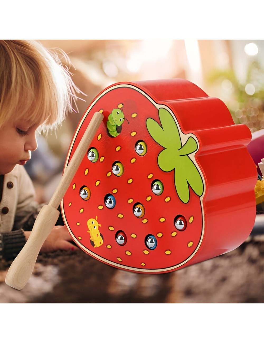 Juego De Pesca Madera Fresa Juguete Infantil Niños Agilidad