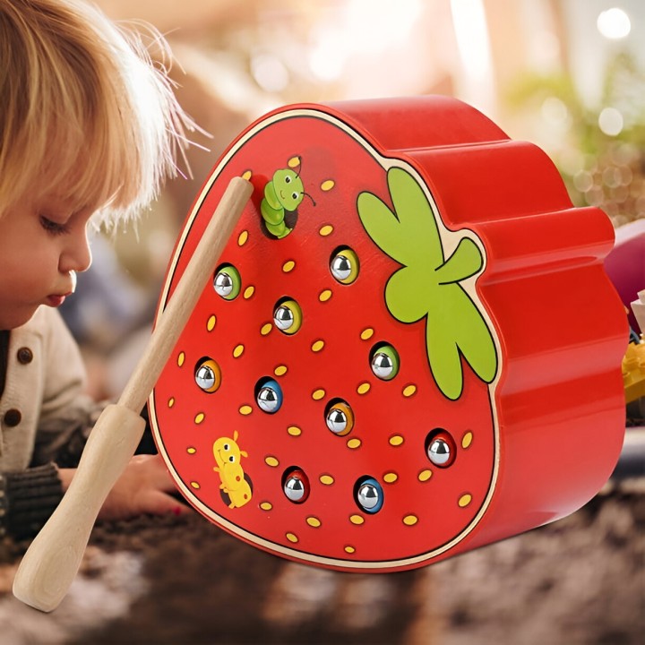 Juego De Pesca Madera Fresa Juguete Infantil Niños Agilidad