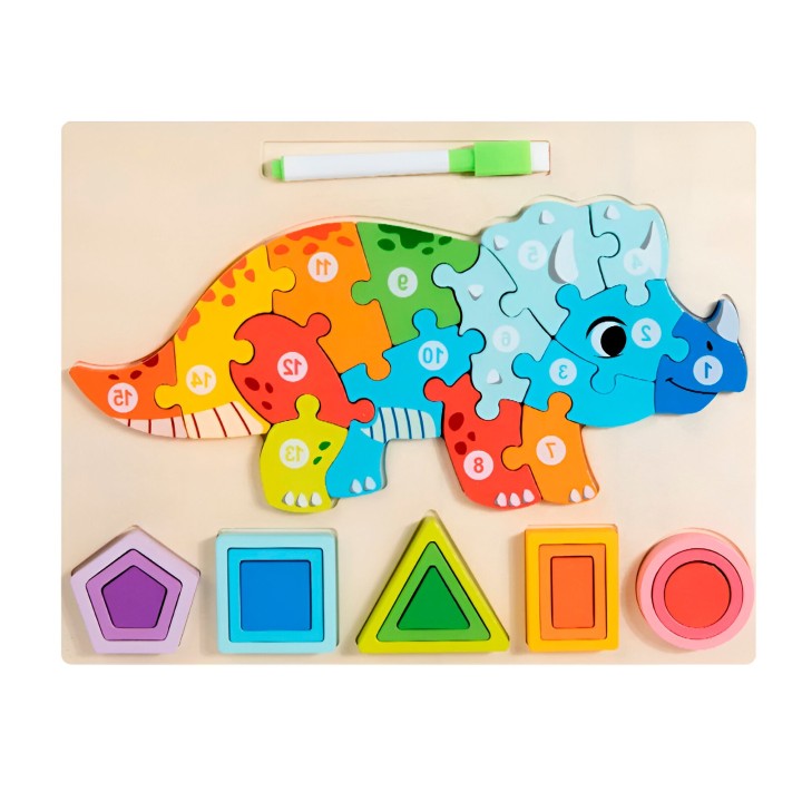 Rompecabezas 3d 2 En 1 Tablero Juego Didactico Niño Figuras