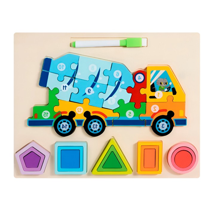 Rompecabezas 3d 2 En 1 Tablero Juego Didactico Niño Figuras