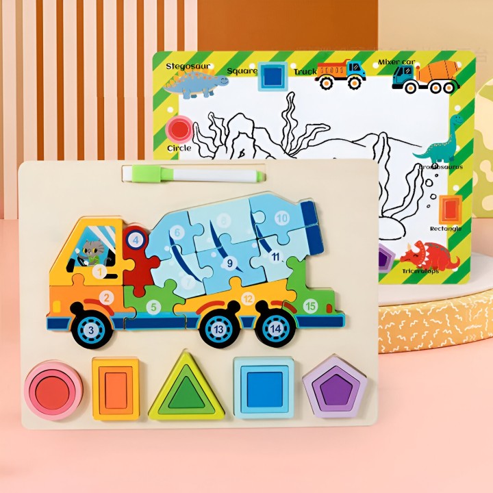 Rompecabezas 3d 2 En 1 Tablero Juego Didactico Niño Figuras
