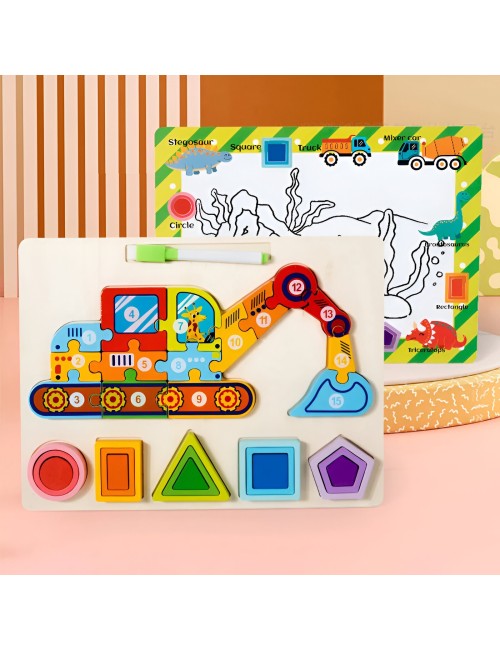 Rompecabezas 3d 2 En 1 Tablero Juego Didactico Niño Figuras