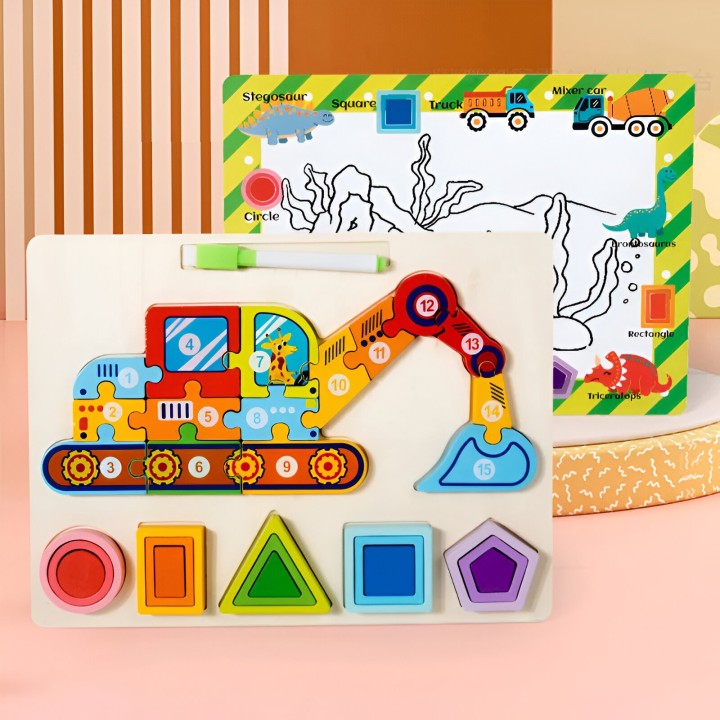 Rompecabezas 3d 2 En 1 Tablero Juego Didactico Niño Figuras