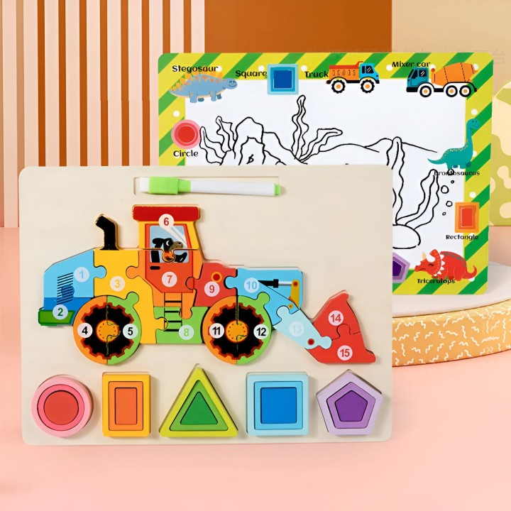 Rompecabezas 3d 2 En 1 Tablero Juego Didactico Niño Figuras