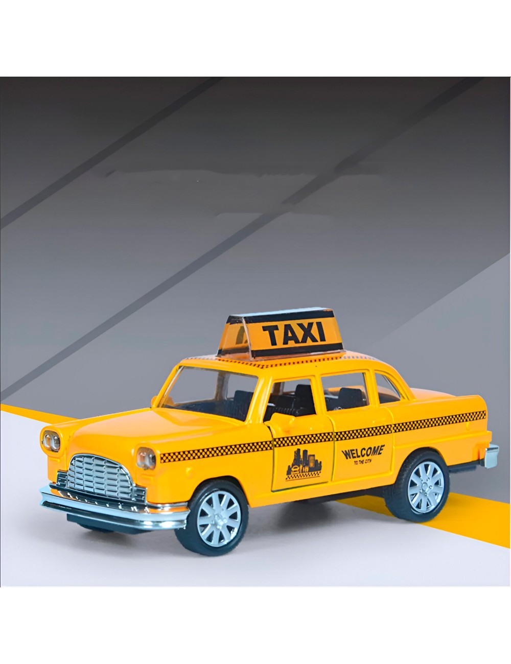 Carro Taxi Amarillo Juguete Coleccionable De Cuerda