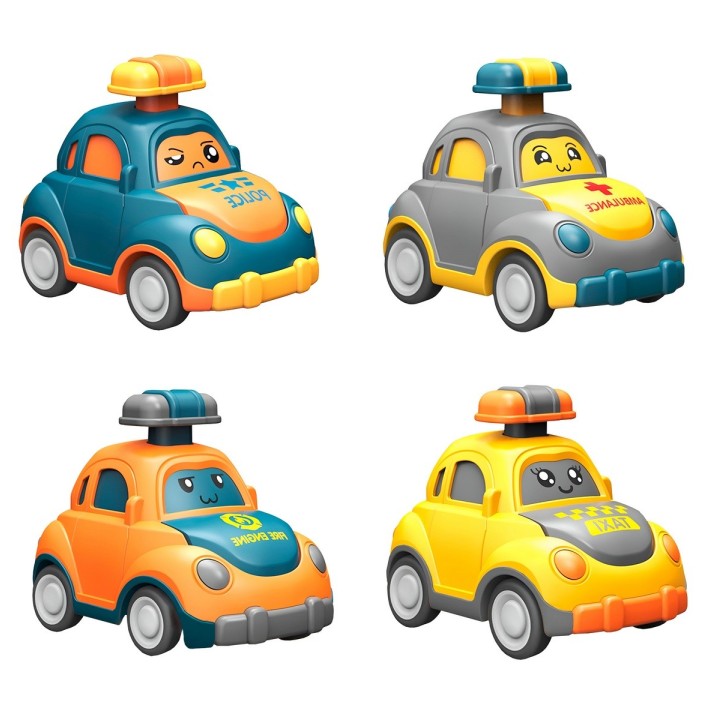 Carros De Cuerda Policia Taxi Bombero Juguete Niños X 4 Und