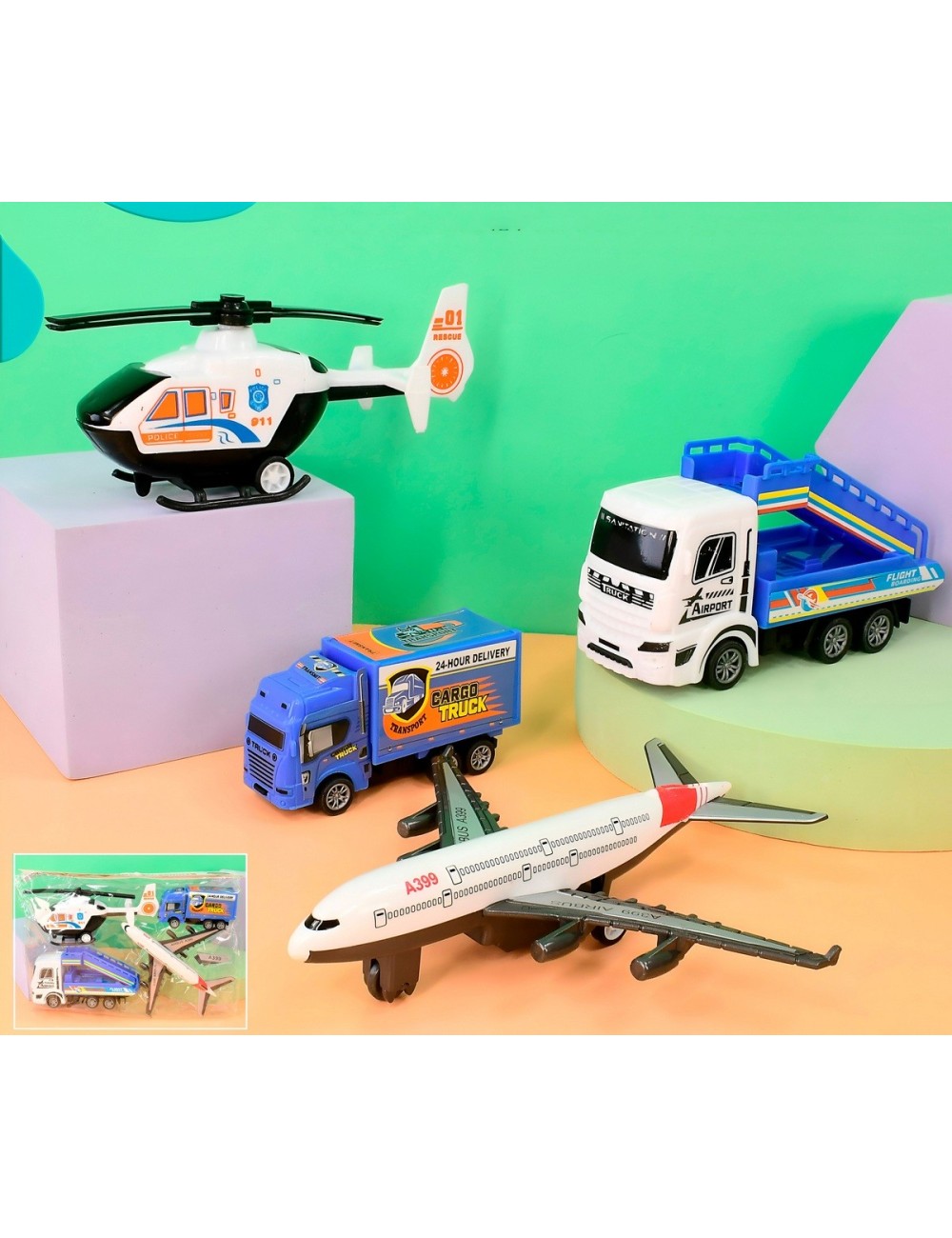 Avion Helicoptero Camion Grua Transporte Juguete Niños