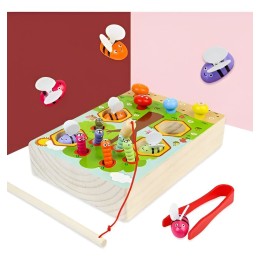 Juego Madera Encastre Y Pesca 2 En 1 Aprendizaje Niños