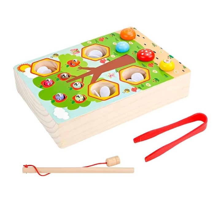 Juego Madera Encastre Y Pesca 2 En 1 Aprendizaje Niños