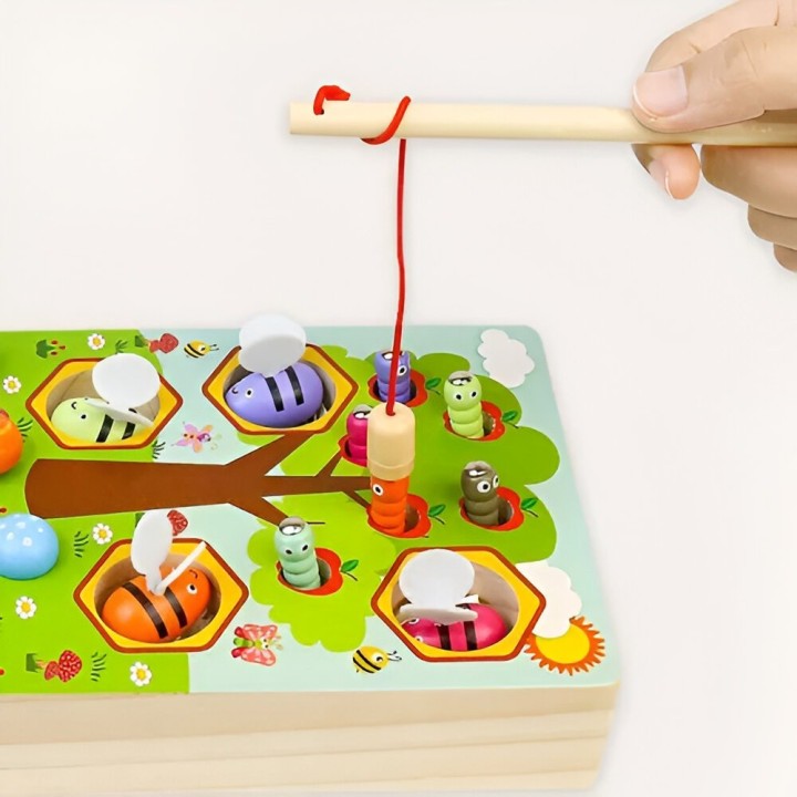 Juego Madera Encastre Y Pesca 2 En 1 Aprendizaje Niños