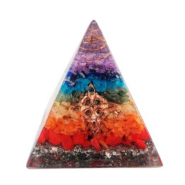 Pirámide 7 Chakras Piedra Natural Orgonita Nudo De Brujas