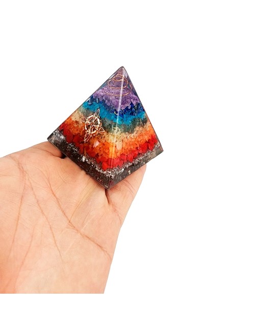 Pirámide 7 Chakras Piedra Natural Orgonita Nudo De Brujas